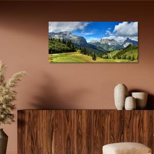 Lupia - Quadro moderno su Tela Canvas DEEP 65X143 cm, con paesaggi e localismi italiani, per casa, soggiorno, capezzale camera da letto, hotel, ufficio, DOLOMITI - PANORAMA MONTI              del brand Lupia, categoria: Arredo e decorazioni > Quadri e Tele > Quadri cittÃ  e Localismi.