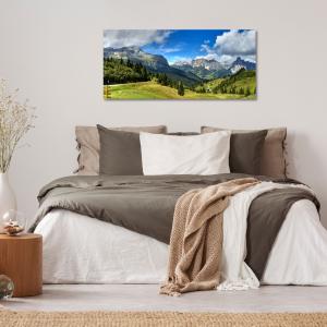 Lupia - Quadro moderno su Tela Canvas DEEP 65X143 cm, con paesaggi e localismi italiani, per casa, soggiorno, capezzale camera da letto, hotel, ufficio, DOLOMITI - PANORAMA MONTI              del brand Lupia, categoria: Arredo e decorazioni > Quadri e Tele > Quadri cittÃ  e Localismi.