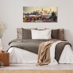 Lupia - Quadro moderno su Tela Canvas DEEP 65X143 cm, con paesaggi e localismi italiani, per casa, soggiorno, capezzale camera da letto, hotel, ufficio, VICENZA - DI GIORNO                    del brand Lupia, categoria: Arredo e decorazioni > Quadri e Tele > Quadri cittÃ  e Localismi.