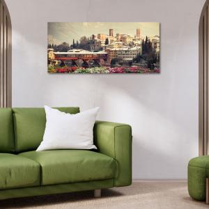 Lupia - Quadro moderno su Tela Canvas DEEP 65X143 cm, con paesaggi e localismi italiani, per casa, soggiorno, capezzale camera da letto, hotel, ufficio, VICENZA - DI GIORNO                    del brand Lupia, categoria: Arredo e decorazioni > Quadri e Tele > Quadri cittÃ  e Localismi.