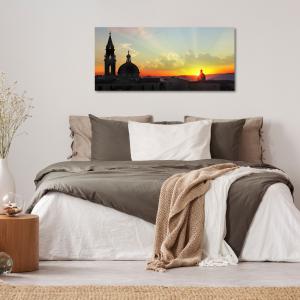 Lupia - Quadro moderno su Tela Canvas DEEP 65X143 cm, con paesaggi e localismi italiani, per casa, soggiorno, capezzale camera da letto, hotel, ufficio, VICENZA - PANORAMA TRAMONTO            del brand Lupia, categoria: Arredo e decorazioni > Quadri e Tele > Quadri cittÃ  e Localismi.