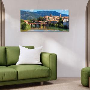 Lupia - Quadro moderno su Tela Canvas DEEP 65X143 cm, con paesaggi e localismi italiani, per casa, soggiorno, capezzale camera da letto, hotel, ufficio, VICENZA - PONTE VECCHIO                del brand Lupia, categoria: Arredo e decorazioni > Quadri e Tele > Quadri cittÃ  e Localismi.