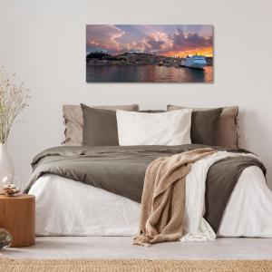 Lupia - Quadro moderno su Tela Canvas DEEP 65X143 cm, con paesaggi e localismi italiani, per casa, soggiorno, capezzale camera da letto, hotel, ufficio, ANCONA - PORTO DI SERA                 del brand Lupia, categoria: Arredo e decorazioni > Quadri e Tele > Quadri cittÃ  e Localismi.