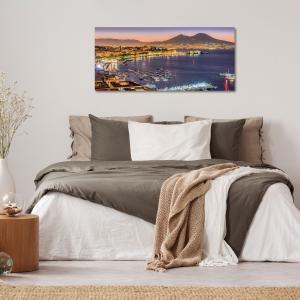 Lupia - Quadro moderno su Tela Canvas DEEP 65X143 cm, con paesaggi e localismi italiani, per casa, soggiorno, capezzale camera da letto, hotel, ufficio, NAPOLI - VESUVIO SERA                  del brand Lupia, categoria: Arredo e decorazioni > Quadri e Tele > Quadri cittÃ  e Localismi.
