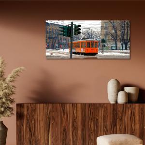 Lupia - Quadro moderno su Tela Canvas DEEP 65X143 cm, con paesaggi e localismi italiani, per casa, soggiorno, capezzale camera da letto, hotel, ufficio, MILANO - TRAM                          del brand Lupia, categoria: Arredo e decorazioni > Quadri e Tele > Quadri cittÃ  e Localismi.