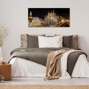 Lupia - Quadro moderno su Tela Canvas DEEP 65X143 cm, con paesaggi e localismi italiani, per casa, soggiorno, capezzale camera da letto, hotel, ufficio, MILANO - COLLAGE NOTTE                 del brand Lupia, categoria: Arredo e decorazioni > Quadri e Tele > Quadri cittÃ  e Localismi.