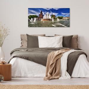 Lupia - Quadro moderno su Tela Canvas DEEP 65X143 cm, con paesaggi e localismi italiani, per casa, soggiorno, capezzale camera da letto, hotel, ufficio, MILANO - FONTANA PIAZZA CASTELLO       del brand Lupia, categoria: Arredo e decorazioni > Quadri e Tele > Quadri cittÃ  e Localismi.
