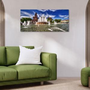 Lupia - Quadro moderno su Tela Canvas DEEP 65X143 cm, con paesaggi e localismi italiani, per casa, soggiorno, capezzale camera da letto, hotel, ufficio, MILANO - FONTANA PIAZZA CASTELLO       del brand Lupia, categoria: Arredo e decorazioni > Quadri e Tele > Quadri cittÃ  e Localismi.