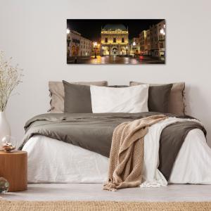 Lupia - Quadro moderno su Tela Canvas DEEP 65X143 cm, con paesaggi e localismi italiani, per casa, soggiorno, capezzale camera da letto, hotel, ufficio, BRESCIA - PIAZZA DELLA LOGGIA NOTTE    del brand Lupia, categoria: Arredo e decorazioni > Quadri e Tele > Quadri cittÃ  e Localismi.
