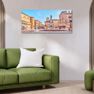 Lupia - Quadro moderno su Tela Canvas DEEP 65X143 cm, con paesaggi e localismi italiani, per casa, soggiorno, capezzale camera da letto, hotel, ufficio, BOLOGNA - PIAZZA NETTUNO GIORNO        del brand Lupia, categoria: Arredo e decorazioni > Quadri e Tele > Quadri cittÃ  e Localismi.