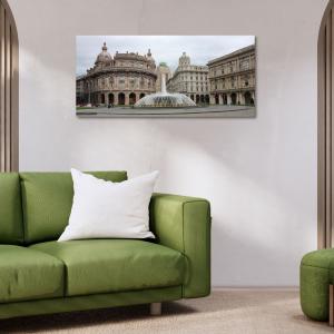 Lupia - Quadro moderno su Tela Canvas DEEP 65X143 cm, con paesaggi e localismi italiani, per casa, soggiorno, capezzale camera da letto, hotel, ufficio, GENOVA - PIAZZA FERRARI                del brand Lupia, categoria: Arredo e decorazioni > Quadri e Tele > Quadri cittÃ  e Localismi.