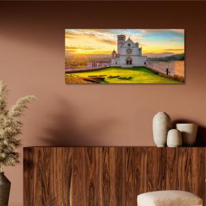 Lupia - Quadro moderno su Tela Canvas DEEP 65X143 cm, con paesaggi e localismi italiani, per casa, soggiorno, capezzale camera da letto, hotel, ufficio, PERUGIA - CHIESA SAN FRANCESCO GIORNO  del brand Lupia, categoria: Arredo e decorazioni > Quadri e Tele > Quadri cittÃ  e Localismi.