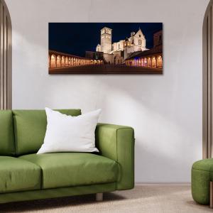 Lupia - Quadro moderno su Tela Canvas DEEP 65X143 cm, con paesaggi e localismi italiani, per casa, soggiorno, capezzale camera da letto, hotel, ufficio, PERUGIA - CHIESA SAN FRANCESCO NOTTE   del brand Lupia, categoria: Arredo e decorazioni > Quadri e Tele > Quadri cittÃ  e Localismi.