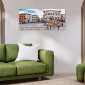 Lupia - Quadro moderno su Tela Canvas DEEP 65X143 cm, con paesaggi e localismi italiani, per casa, soggiorno, capezzale camera da letto, hotel, ufficio, PERUGIA - FONTANA MAGGIORE GIORNO      del brand Lupia, categoria: Arredo e decorazioni > Quadri e Tele > Quadri cittÃ  e Localismi.