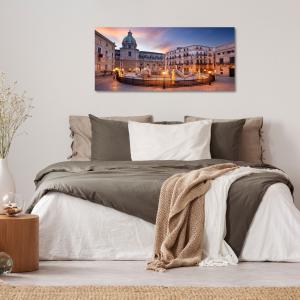 Lupia - Quadro moderno su Tela Canvas DEEP 65X143 cm, con paesaggi e localismi italiani, per casa, soggiorno, capezzale camera da letto, hotel, ufficio, PALERMO - FONTANA PRETORIA             del brand Lupia, categoria: Arredo e decorazioni > Quadri e Tele > Quadri cittÃ  e Localismi.