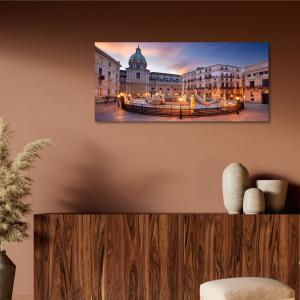 Lupia - Quadro moderno su Tela Canvas DEEP 65X143 cm, con paesaggi e localismi italiani, per casa, soggiorno, capezzale camera da letto, hotel, ufficio, PALERMO - FONTANA PRETORIA             del brand Lupia, categoria: Arredo e decorazioni > Quadri e Tele > Quadri cittÃ  e Localismi.