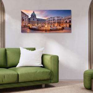 Lupia - Quadro moderno su Tela Canvas DEEP 65X143 cm, con paesaggi e localismi italiani, per casa, soggiorno, capezzale camera da letto, hotel, ufficio, PALERMO - PIAZZA SAN DOMENICO          del brand Lupia, categoria: Arredo e decorazioni > Quadri e Tele > Quadri cittÃ  e Localismi.