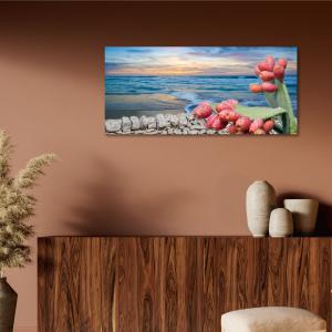 Lupia - Quadro moderno su Tela Canvas DEEP 65X143 cm, con paesaggi e localismi italiani, per casa, soggiorno, capezzale camera da letto, hotel, ufficio, SICILIA - PAESAGGIO TIPICO SUD ALBA    del brand Lupia, categoria: Arredo e decorazioni > Quadri e Tele > Quadri cittÃ  e Localismi.
