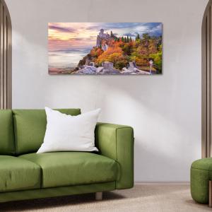 Lupia - Quadro moderno su Tela Canvas DEEP 65X143 cm, con paesaggi e localismi italiani, per casa, soggiorno, capezzale camera da letto, hotel, ufficio, RIMINI - PANORAMA SAN MARINO           del brand Lupia, categoria: Arredo e decorazioni > Quadri e Tele > Quadri cittÃ  e Localismi.