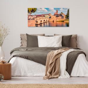 Lupia - Quadro moderno su Tela Canvas DEEP 65X143 cm, con paesaggi e localismi italiani, per casa, soggiorno, capezzale camera da letto, hotel, ufficio, RIMINI - PONTE DI TIBERIO              del brand Lupia, categoria: Arredo e decorazioni > Quadri e Tele > Quadri cittÃ  e Localismi.