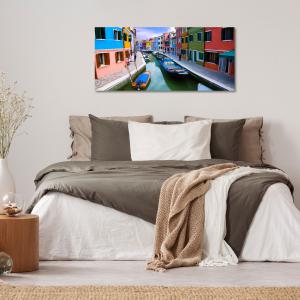 Lupia - Quadro moderno su Tela Canvas DEEP 65X143 cm, con paesaggi e localismi italiani, per casa, soggiorno, capezzale camera da letto, hotel, ufficio, VENEZIA - CANALE CASE COLORATE         del brand Lupia, categoria: Arredo e decorazioni > Quadri e Tele > Quadri cittÃ  e Localismi.