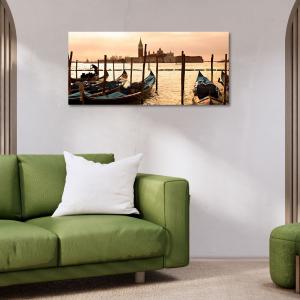 Lupia - Quadro moderno su Tela Canvas DEEP 65X143 cm, con paesaggi e localismi italiani, per casa, soggiorno, capezzale camera da letto, hotel, ufficio, VENEZIA - GONDOLE - ISOLA SAN GIORGIO  del brand Lupia, categoria: Arredo e decorazioni > Quadri e Tele > Quadri cittÃ  e Localismi.