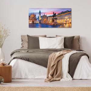 Lupia - Quadro moderno su Tela Canvas DEEP 65X143 cm, con paesaggi e localismi italiani, per casa, soggiorno, capezzale camera da letto, hotel, ufficio, TORINO - PIAZZA SAN CARLO TWILIGHT     del brand Lupia, categoria: Arredo e decorazioni > Quadri e Tele > Quadri cittÃ  e Localismi.