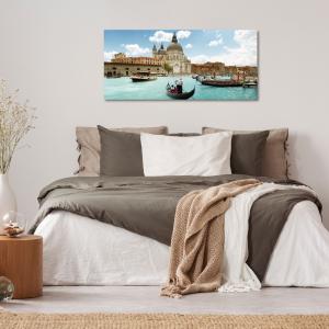 Lupia - Quadro moderno su Tela Canvas DEEP 65X143 cm, con paesaggi e localismi italiani, per casa, soggiorno, capezzale camera da letto, hotel, ufficio, VENEZIA - CHIESA DELLA SALUTE GOLDOLE  del brand Lupia, categoria: Arredo e decorazioni > Quadri e Tele > Quadri cittÃ  e Localismi.