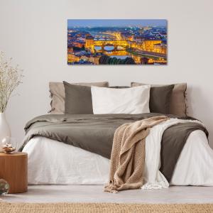 Lupia - Quadro moderno su Tela Canvas DEEP 65X143 cm, con paesaggi e localismi italiani, per casa, soggiorno, capezzale camera da letto, hotel, ufficio, FIRENZE - PANORAMA PONTE VECCHIO SERA  del brand Lupia, categoria: Arredo e decorazioni > Quadri e Tele > Quadri cittÃ  e Localismi.