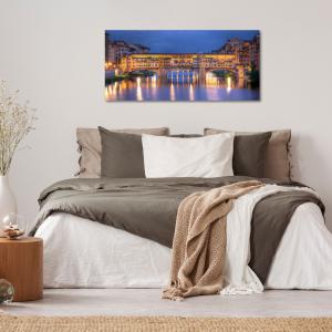 Lupia - Quadro moderno su Tela Canvas DEEP 65X143 cm, con paesaggi e localismi italiani, per casa, soggiorno, capezzale camera da letto, hotel, ufficio, FIRENZE - PONTE VECCHIO TWILIGHT       del brand Lupia, categoria: Arredo e decorazioni > Quadri e Tele > Quadri cittÃ  e Localismi.