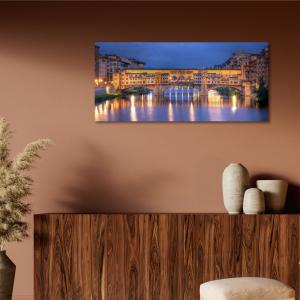 Lupia - Quadro moderno su Tela Canvas DEEP 65X143 cm, con paesaggi e localismi italiani, per casa, soggiorno, capezzale camera da letto, hotel, ufficio, FIRENZE - PONTE VECCHIO TWILIGHT       del brand Lupia, categoria: Arredo e decorazioni > Quadri e Tele > Quadri cittÃ  e Localismi.