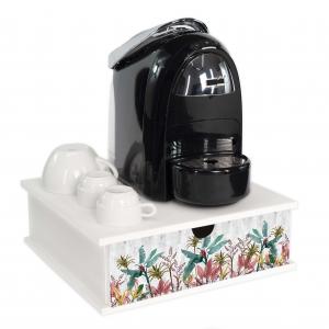 Contenitore Porta Capsule e Cialde caffÃ¨ Cassetto ORGANIZER White BANANA LEAVES GREY 33x33 cm in legno per casa, cucina, angolo bar ufficio del brand Lupia, categoria: Tavola e cucina > Portapane, Contenitori e Organizer > Organizer.