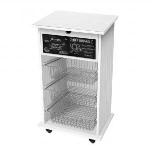 Lupia - Carrello Cucina Multifunzione Bianco WHITE BLACKBOARD, Portafrutta Ruote Piroettanti, Piano di Appoggio, tre Cestelli Estraibili in Acciaio, Legno 40X45H85 cm montato del brand Lupia, categoria: Tavola e cucina > Carrelli e Cesti > Carrelli portafrutta multiuso, disponibile su Vorreishop.