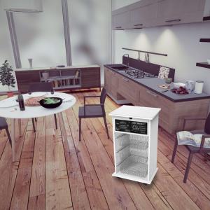 Lupia - Carrello Cucina Multifunzione Bianco WHITE BLACKBOARD, Portafrutta Ruote Piroettanti, Piano di Appoggio, tre Cestelli Estraibili in Acciaio, Legno 40X45H85 cm montato del brand Lupia, categoria: Tavola e cucina > Carrelli e Cesti > Carrelli portafrutta multiuso, disponibile su Vorreishop.