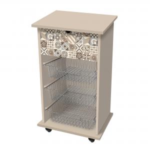 Lupia - Carrello Cucina Multifunzione VINTAGE TILES VINTAGE, Portafrutta Ruote Piroettanti, Piano di Appoggio, tre Cestelli Estraibili in Acciaio, Legno 40X45H85 cm montato del brand Lupia, categoria: Tavola e cucina > Carrelli e Cesti > Carrelli portafrutta multiuso, disponibile su Vorreishop.