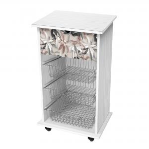 Lupia - Carrello Cucina Multifunzione Bianco WHITE LEAVES MIX, Portafrutta Ruote Piroettanti, Piano di Appoggio, tre Cestelli Estraibili in Acciaio, Legno 40X45H85 cm montato del brand Lupia, categoria: Tavola e cucina > Carrelli e Cesti > Carrelli portafrutta multiuso, disponibile su Vorreishop.