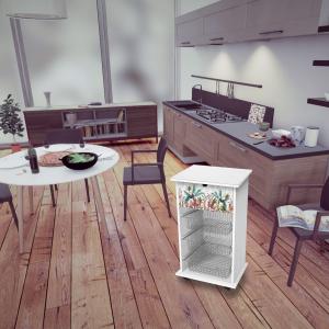 Lupia - Carrello Cucina Multifunzione WHITE BANANO GREY, Portafrutta Ruote Piroettanti, Piano di Appoggio, tre Cestelli Estraibili in Acciaio, Legno 40X45H85 cm montato del brand Lupia, categoria: Tavola e cucina > Carrelli e Cesti > Carrelli portafrutta multiuso, disponibile su Vorreishop.