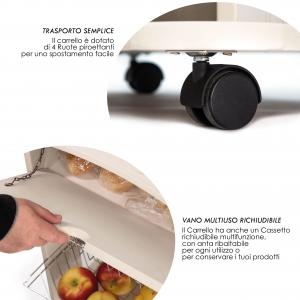 Lupia - Carrello Cucina Multifunzione Bianco TREE WHITE, Portafrutta Ruote Piroettanti, Piano di Appoggio, tre Cestelli Estraibili in Acciaio, Legno 40X45H85 cm montato del brand Lupia, categoria: Tavola e cucina > Carrelli e Cesti > Carrelli portafrutta multiuso, disponibile su Vorreishop.