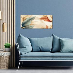 Lupia - Quadro moderno Canvas World LEAVES IA 2, Stampa su Tela PVC, Telaio in Fibra di Legno, Foglie toni caldi, 52x122 cm, per soggiorno capezzale camera da letto, ufficio del brand Lupia, categoria: Arredo e decorazioni > Quadri e Tele > Quadri su tela, disponibile su Vorreishop.