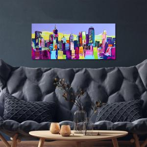 Lupia - Quadro moderno Canvas World SKYSCRAPERS PAINTED POP, Stampa su Tela PVC, Telaio in Fibra di Legno, skyline grattacieli, 52x122 cm, per soggiorno capezzale camera da letto, ufficio del brand Lupia, categoria: Arredo e decorazioni > Quadri e Tele > Quadri su tela, disponibile su Vorreishop.