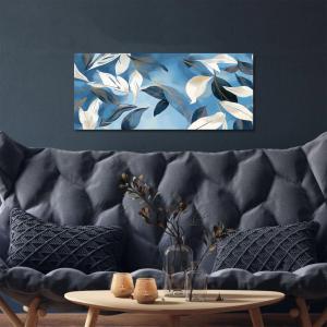 Lupia - Quadro moderno Canvas World SKY LEAVES, Stampa su Tela PVC, Telaio in Fibra di Legno, Foglie nei toni del blu, 52x122 cm, per soggiorno capezzale camera da letto, ufficio del brand Lupia, categoria: Arredo e decorazioni > Quadri e Tele > Quadri su tela, disponibile su Vorreishop.
