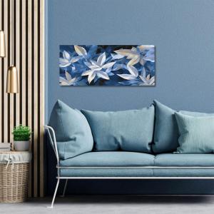 Lupia - Quadro moderno Canvas World LEAVES COBALT BLUE, Stampa su Tela PVC, Telaio in Fibra di Legno, Foglie nei toni del blu, 52x122 cm, per soggiorno capezzale camera da letto, ufficio del brand Lupia, categoria: Arredo e decorazioni > Quadri e Tele > Quadri su tela, disponibile su Vorreishop.