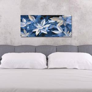 Lupia - Quadro moderno Canvas World LEAVES COBALT BLUE, Stampa su Tela PVC, Telaio in Fibra di Legno, Foglie nei toni del blu, 52x122 cm, per soggiorno capezzale camera da letto, ufficio del brand Lupia, categoria: Arredo e decorazioni > Quadri e Tele > Quadri su tela, disponibile su Vorreishop.