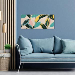 Lupia - Quadro moderno Canvas World LEAVES CARTOON PINK, Stampa su Tela PVC, Telaio in Fibra di Legno, effetto marmo, 52x122 cm, per soggiorno capezzale camera da letto, ufficio del brand Lupia, categoria: Arredo e decorazioni > Quadri e Tele > Quadri su tela, disponibile su Vorreishop.