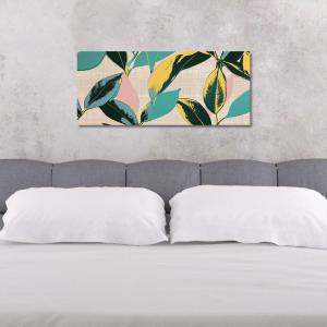 Lupia - Quadro moderno Canvas World LEAVES CARTOON PINK, Stampa su Tela PVC, Telaio in Fibra di Legno, effetto marmo, 52x122 cm, per soggiorno capezzale camera da letto, ufficio del brand Lupia, categoria: Arredo e decorazioni > Quadri e Tele > Quadri su tela, disponibile su Vorreishop.