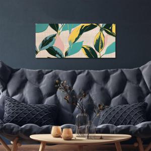 Lupia - Quadro moderno Canvas World LEAVES CARTOON PINK, Stampa su Tela PVC, Telaio in Fibra di Legno, effetto marmo, 52x122 cm, per soggiorno capezzale camera da letto, ufficio del brand Lupia, categoria: Arredo e decorazioni > Quadri e Tele > Quadri su tela, disponibile su Vorreishop.