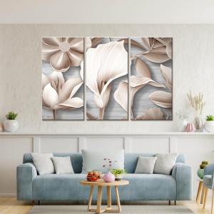 Quadro Moderno 3 pezzi stampa su tela GRANDE QUADRO 100x150 cm FLOWERS GRAPHICS MIX, per soggiorno, capezzale camera da letto, ufficio del brand Lupia, categoria: Arredo e decorazioni > Quadri e Tele > Grandi Quadri, disponibile su Vorreishop.