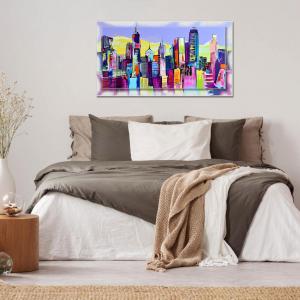 Lupia - Quadro moderno su Tela con Cornice stampata, NEWEXT 75x135 cm SKYSCRAPERS PAINTED POP, stampa tela in cotone e cornice mdf, skyline grattacieli, per soggiorno, camera da letto, cucina, ufficio del brand Lupia, categoria: Arredo e decorazioni > Quadri e Tele > Quadri su tela, disponibile su Vorreishop.