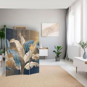 Lupia - Separe' per interni, Divisorio 135,6 x H 176 x P 3,1 cm LEAVES WHITE BLUE paravento 3 Ante in legno con Tele stampate fronte retro Soggetto unico del brand Lupia, categoria: Complementi d'arredo > Paraventi e separè > Paraventi decorativi bifacciali, disponibile su Vorreishop.