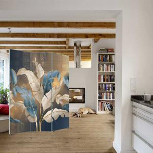 Lupia - Separe' per interni, Divisorio 135,6 x H 176 x P 3,1 cm LEAVES WHITE BLUE paravento 3 Ante in legno con Tele stampate fronte retro Soggetto unico del brand Lupia, categoria: Complementi d'arredo > Paraventi e separè > Paraventi decorativi bifacciali, disponibile su Vorreishop.